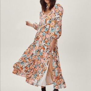 NASTY GAL — Retro floral smock dress. US size 10